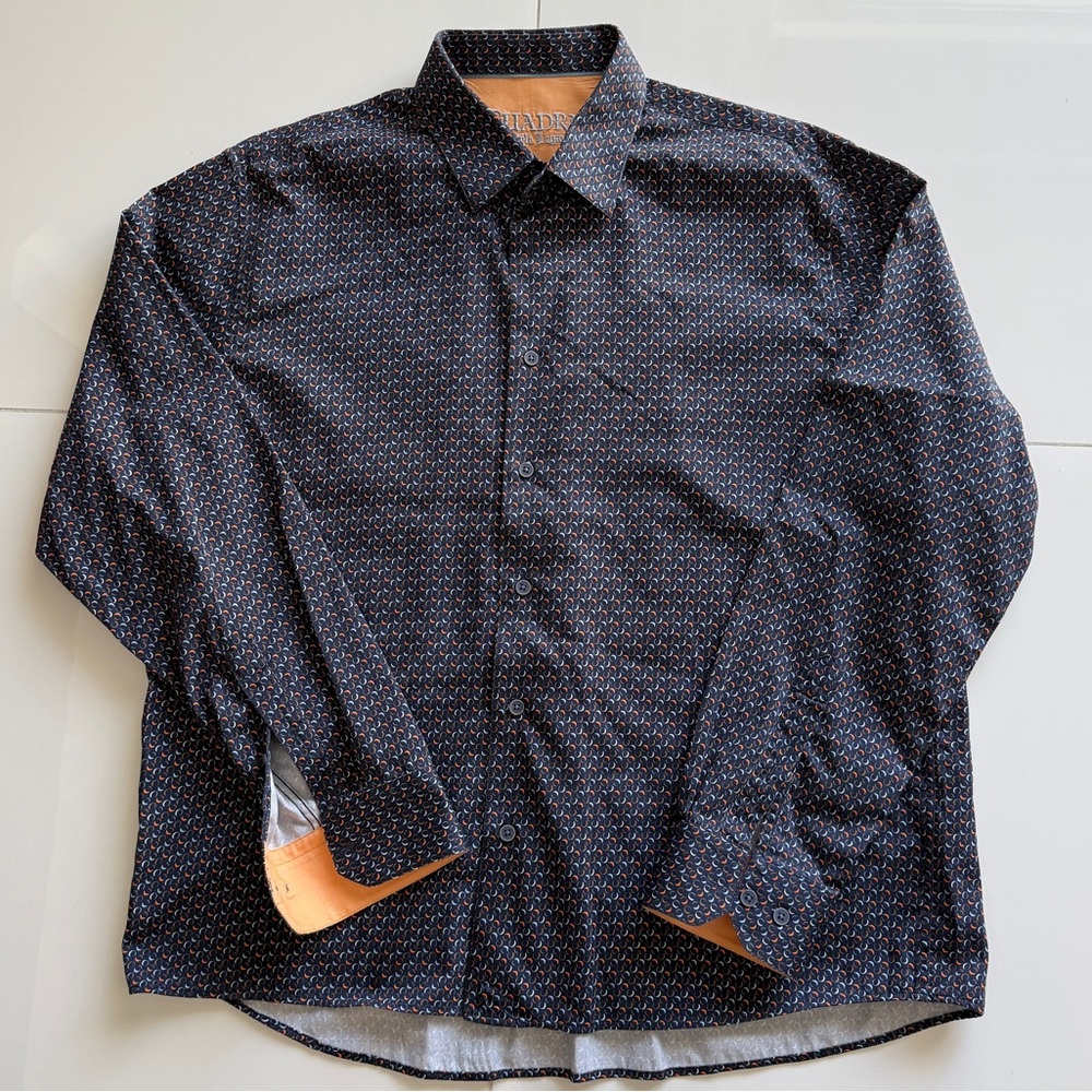 Cuadra Long Sleeve Cotton Black Patterned Men's Button Down Shirt
